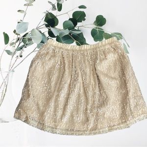 Ivory Sequin Stretch Waist Mini Skirt S